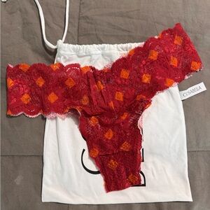Cosabella NSN Thong Cutie Bow Red Lace Panty